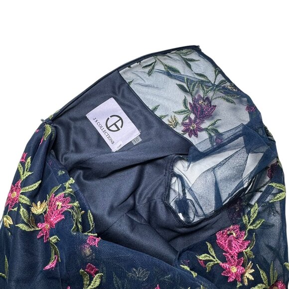 JS Collections Dress Evelyn Illusion Midi floral blue size 10 NEW - Picture 12 of 14